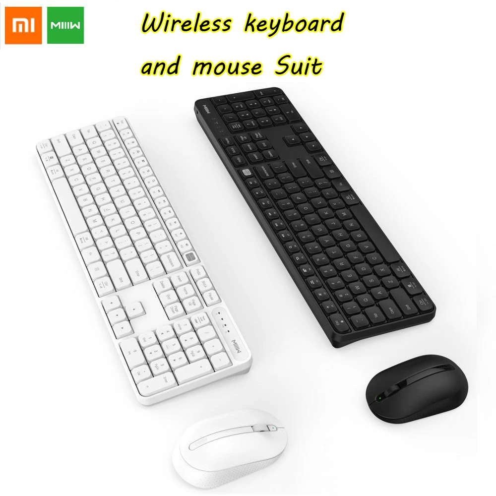 100% Xiaomi MIIIW RF 2 4 ГГц Беспроводная Офисная Клавиатура и мышь комплект 104 клавиш для