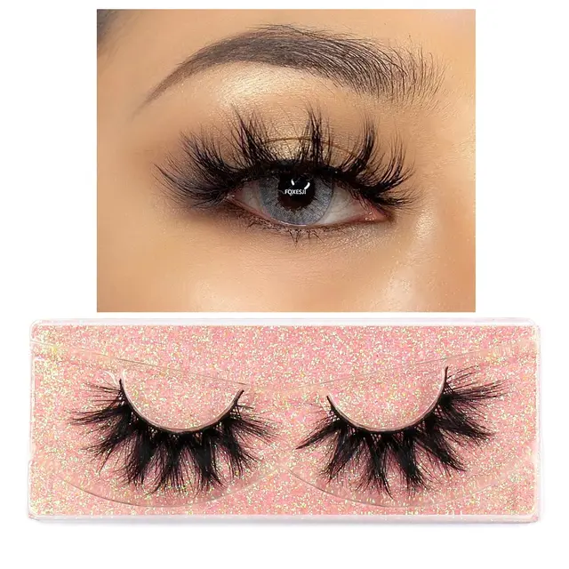 FOXESJI Makeup Eyelashes 3D Mink Lashes Fluffy Soft Wispy Natural Cross Eyelash Extension Reusable Lashes Mink False Eyelashes K05