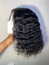 Pelucas de cabello humano peruano para mujeres negras, postizo de ondas profundas con cierre de encaje, 4x4