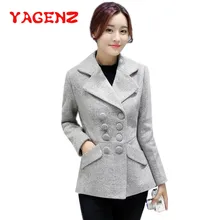 YAGENZ двубортное шерстяное пальто для женщин короткая куртка Весенняя осенняя одежда шерстяное пальто женское пальто с длинным рукавом Верхняя одежда 570