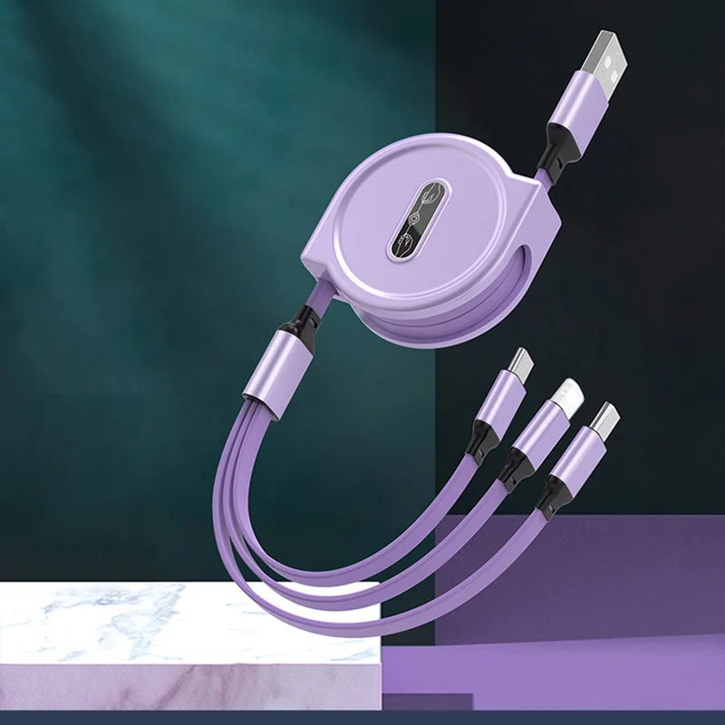 Выдвижной USB-кабель 3 в 1 для быстрой зарядки Xiaomi Samsung iPhone зарядное устройство