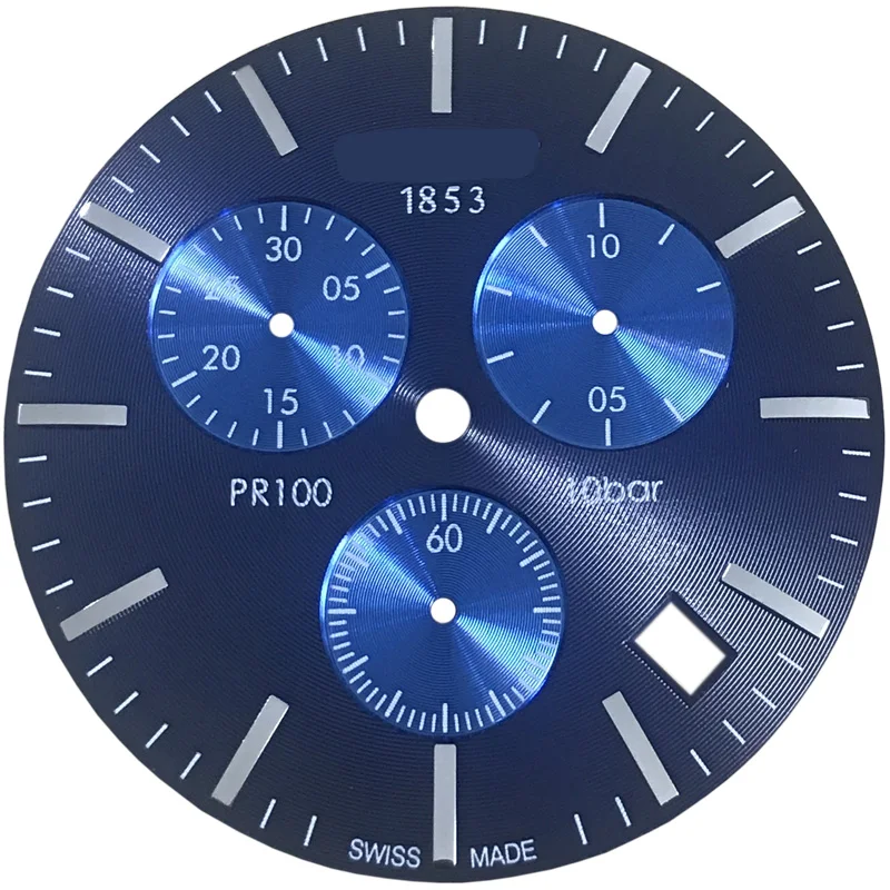 34,5 мм Циферблат для часов PR100 T101417A Мужские кварцевые часы T101 текстовые часы аксессуары T101417 запасные части - Цвет: Blue silver dial