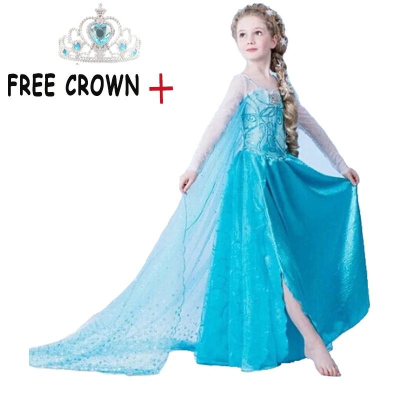 Детские платья с рисунком снежинок для девочек; платье принцессы Анны и Эльзы; карнавальный костюм; детское платье для девочек; детская одежда для девочек - Цвет: As Picture