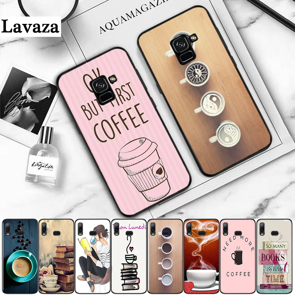 Силиконовый чехол-книжка Ok But First Coffee для Samsung J4 Core J6 Plus J7 Duo J8 M10 M20 M30 Note 8 9 10 Lite A2 A81 A91