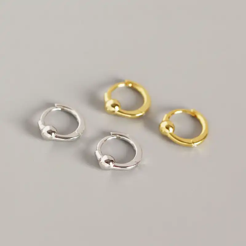 WTLTC 925 стерлингового серебра маленькие колечки для пирсинга серьги для женщин 3 мм Мини шариковые уши широкие Серьги бисерные пирсинг обручи Eariings