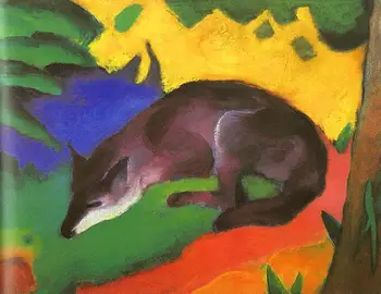 

6 Hand Painted Art Paintings by College Teachers - Blue Black Fox Franz Marc animal abstract German - Oil Painting on Canvas