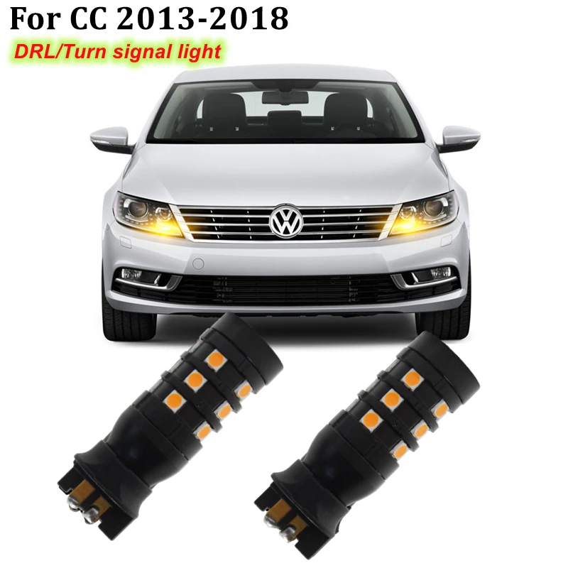 2X Lampadine Per Indicatori Di Direzione Anteriori A Led Per Auto Pwy24W Senza Errori Lampadine Drl Per 2013-2018 Lampadine Per Accessori A Led Vw Cc 
