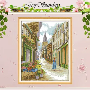 

A Street View (3) Counted Cross Stitch Handmade Cross Stitch 11 14CT scenery Cross Stitch Sewing Kits Embroidery for Needlework