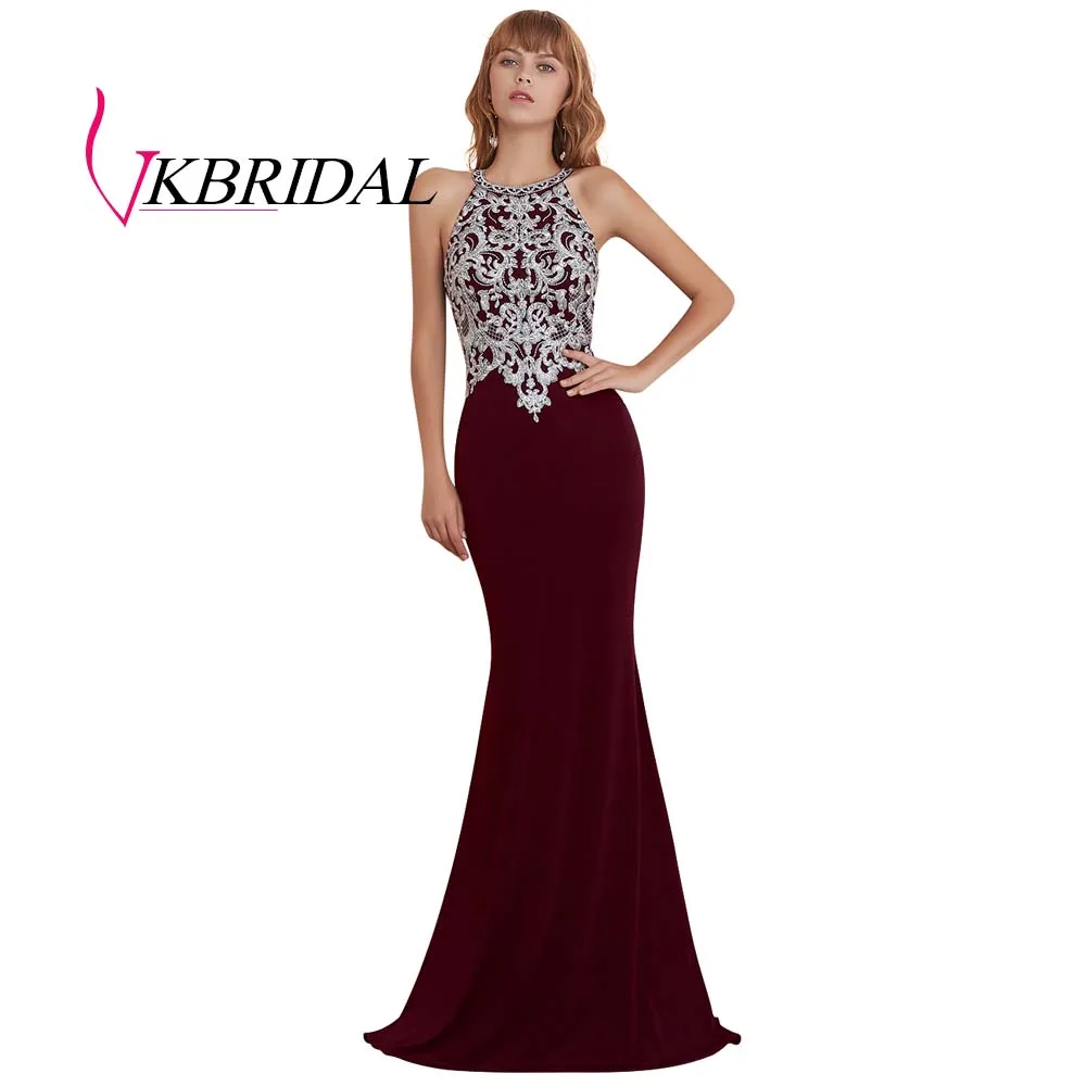 Бургундия VKBRIDAL великолепные черные вечерние платья новые атласные кружевные Формальные длинное платье русалки для выпускного - Цвет: Бургундия
