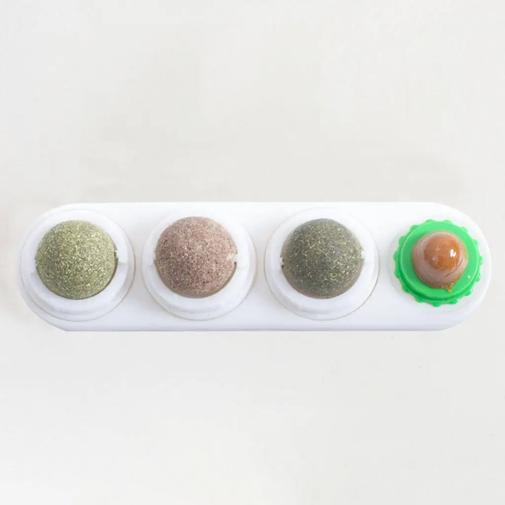 4x Catnip Balls Rotatable Safe Detachable Edible Interactive for Teeth Grinding Kitten Chew Toys Cat Wall Treats dog chew toys Toys