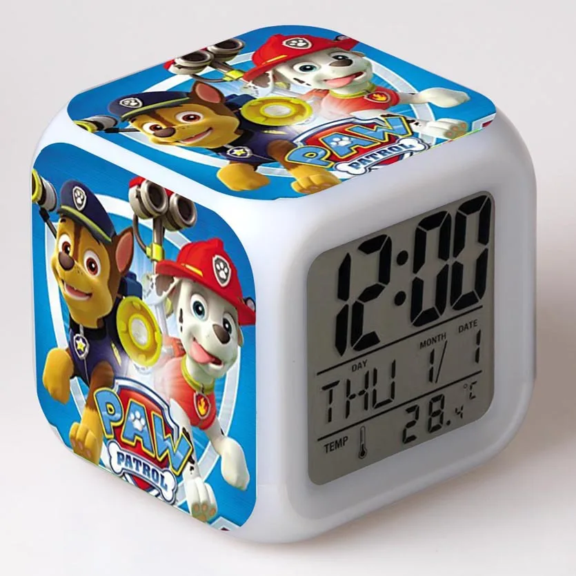 PAW Patrol светодиодный Будильник 7 цветов меняющийся цифровой будильник термометр фигурка игрушка на день рождения Рождественский подарок - Цвет: 2