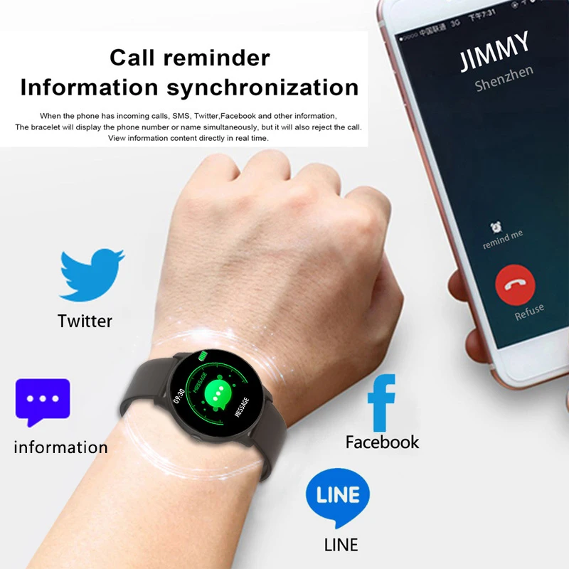 New Smart Watch Ip68 Waterproof Fitness Tracker Heart Rate Monitor Music Control Men Women Sma-4