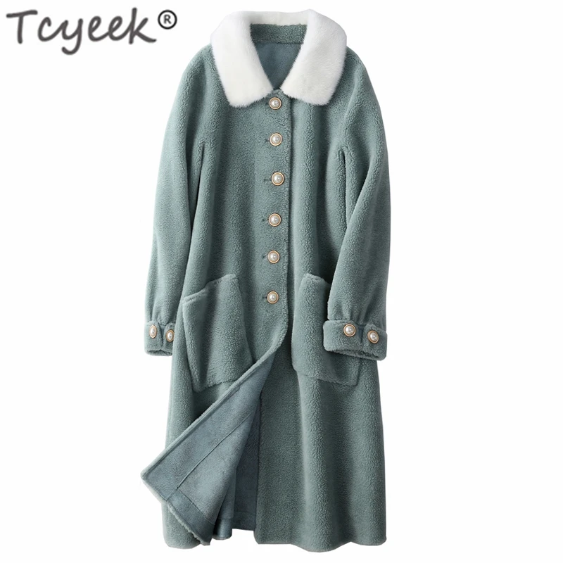 

Real Fur Coat Female Winter Natural Mink Fur Collar Jacket Women Clothes 2020 Korean Sheep Shearing 100% Wool Tops Hiver SD5586