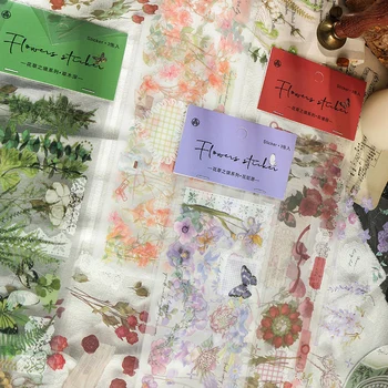

VanYi 4 Designs 3Pcs/Flower and Grassland Deco Diary Decoration Stickers Scrapbooking Planner Bullet Journal Doodling Stationery