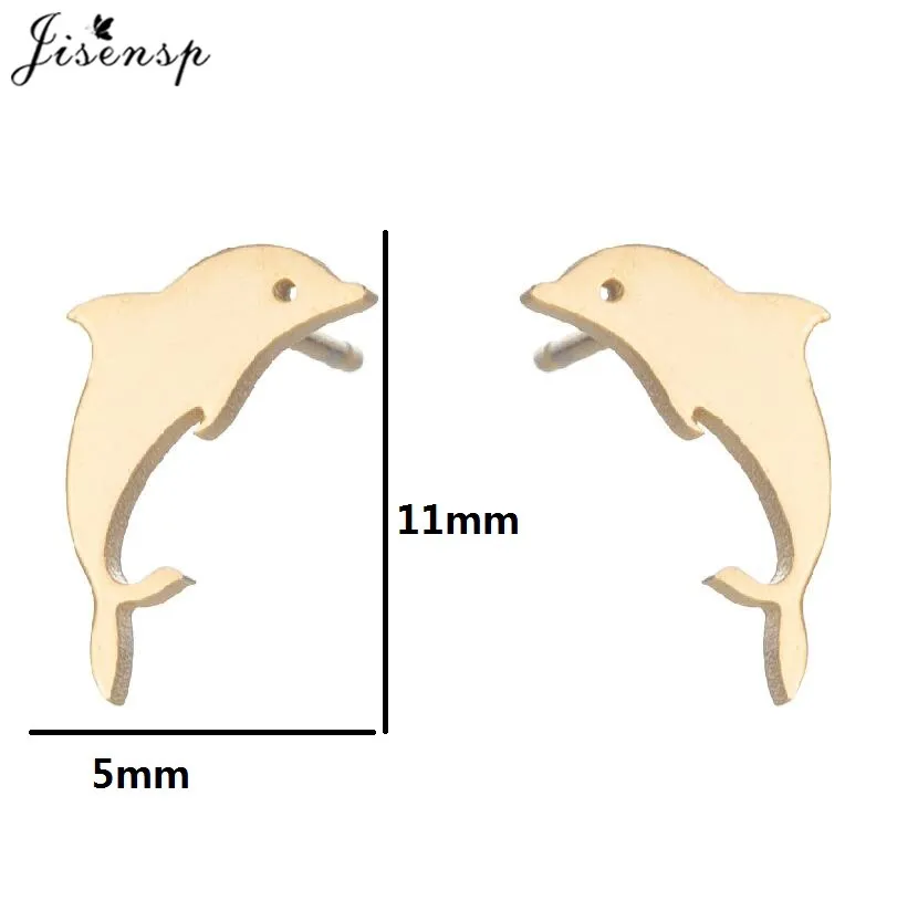 Minimalist Animal Stud Earrings - Cute Thin Line Fish, Hippocampus, Bat, Bear, Dolphin Design