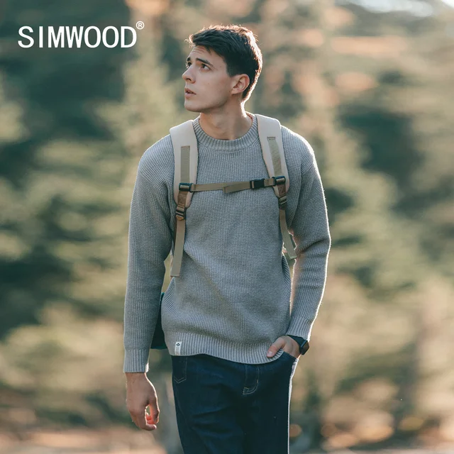 SIMWOOD 2022 Spring Winter New Thick Heavyweight Men s Sweater Oversize Waffle Knitted Pullovers Plus Size