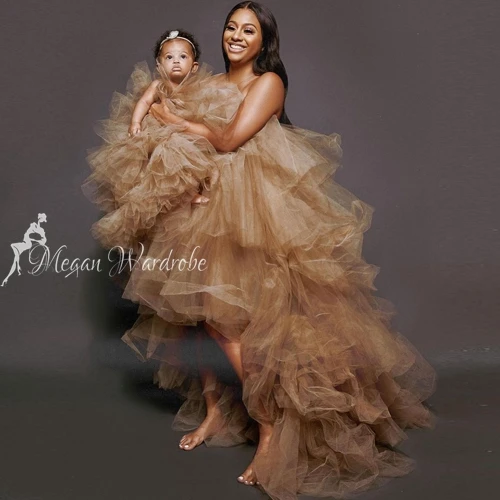 

Extra Puffy Ruffles Tiered Tulle Robe Elastic Long Party Dress Mother & Kids Multi -Use Tutu Skirts Abendkleider Vestido