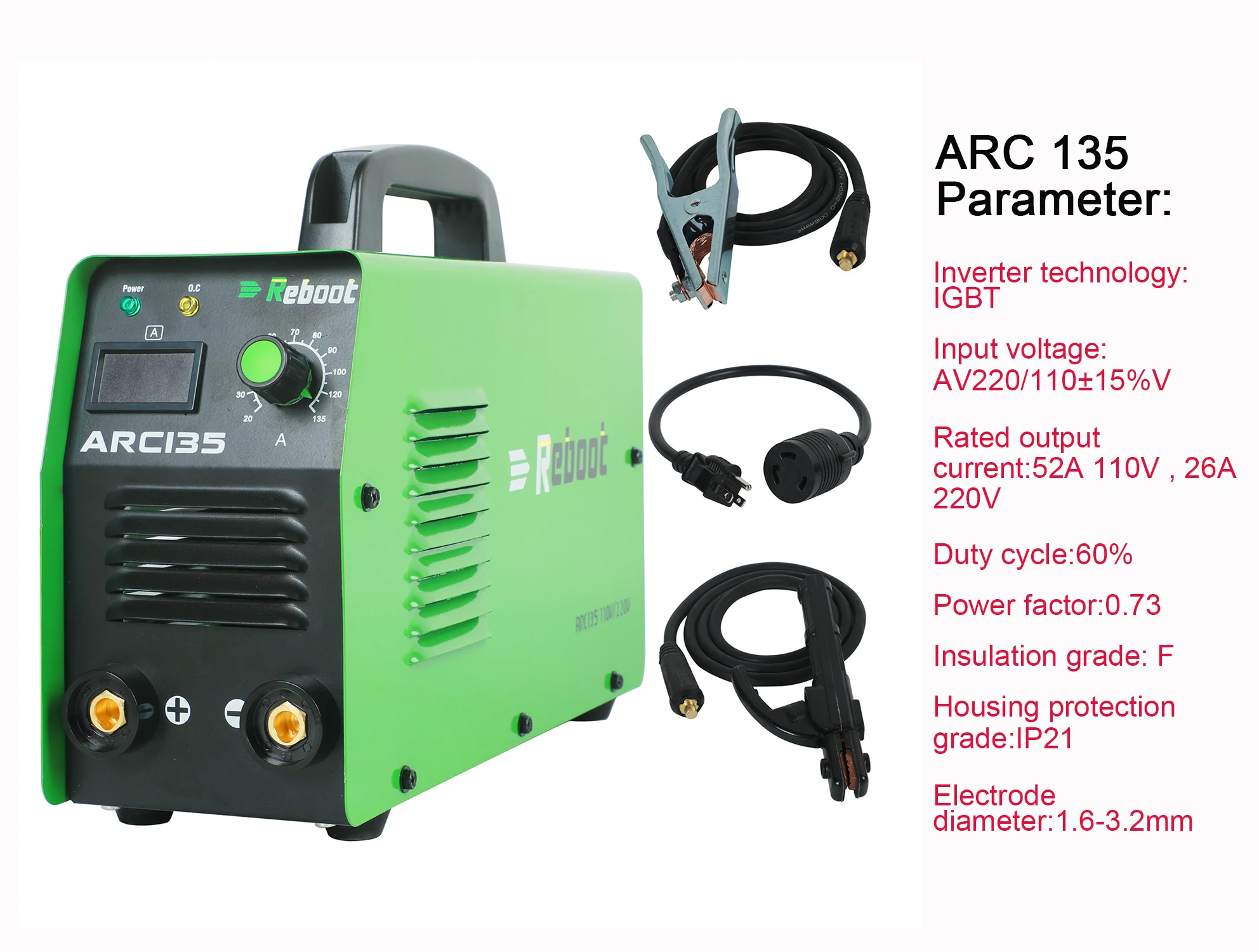 Reboot Welding Machine ARC Welder ARC135 Welding Tool DC 220V Stick Welder 135 Amp Portable Mini MMA Welder Inverter Welding