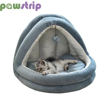 

2019 Soft Warm Cat House Bed Cute Ball Cat Sofa Mats Winter Puppy House Kennel With Removable Mattress Kitten Sleeping Bed Nests