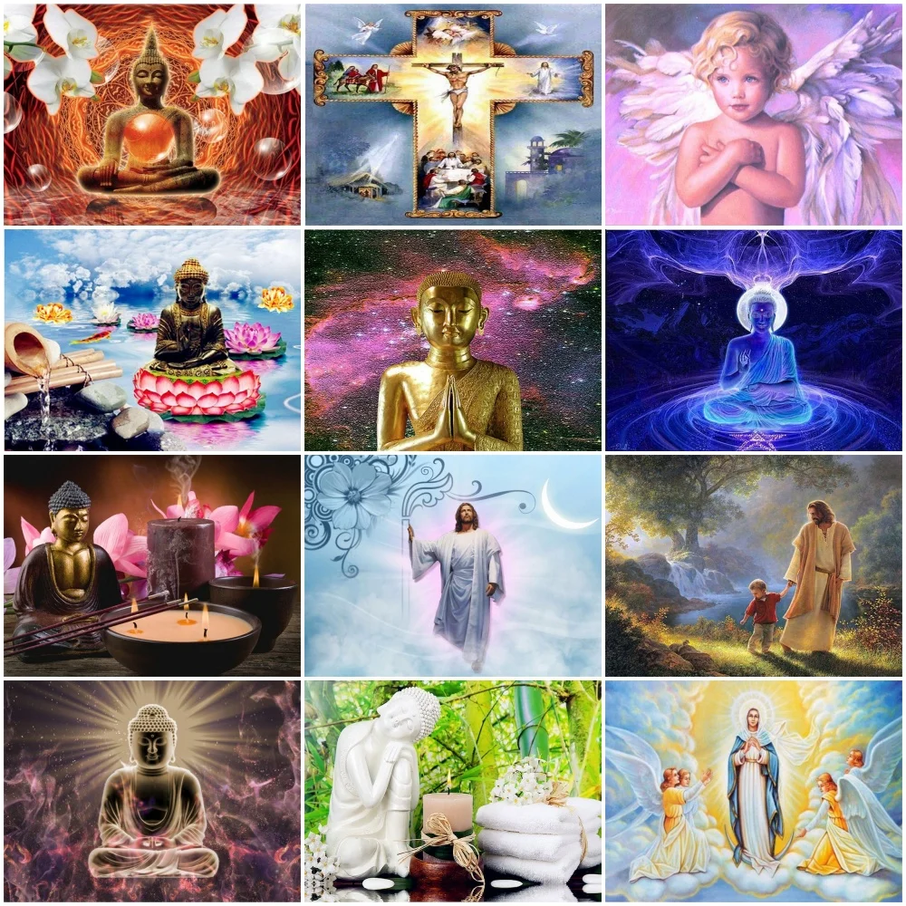 

5D DIY Diamond Painting Square diamond Religious Buddha AngelDiamond Painting Cross Stitch flower Needlework Home Decorative