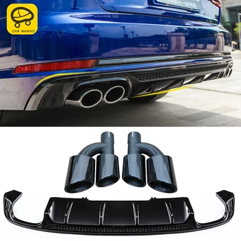 

CarManGo For Audi A4 B9 2017-2019 Car Accessories Rear Lip Exhaust Pipe Chin Bumper Deflector Spoiler Diffuser Exterior Parts