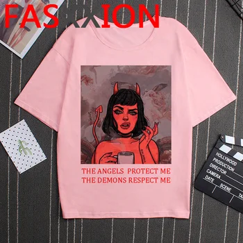 

Satan Horror T Shirt Women Gothic Demon Death Scary Devil Hell Satanism Grim Reaper Graphic Tees Unisex Satanist Tshirt Female