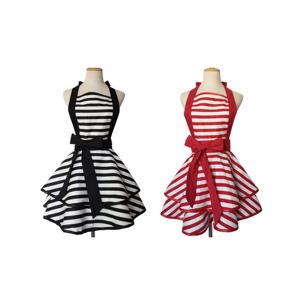 Women Retro Cotton Dot Fashion Sexy Apron Dress Female Household Cleaning Home Daily Work Sleeveless Apron