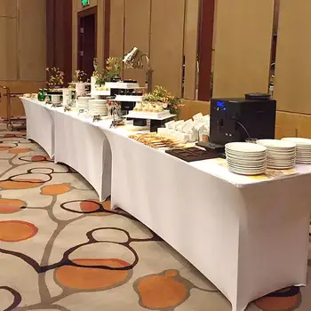 

Table Cloth 4ft White Spandex Table Cover Rectangular Spandex Stretch Table CoverCloth Bar Hotel Event Party Decoration