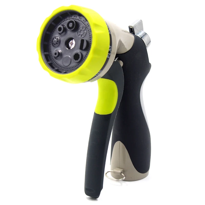 Metal 8 function garden hose spray nozzle