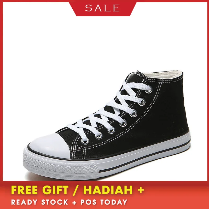 

BOUSSAC Vulcanized Shoes Solid Lace Up High-top Canvas shoes Male Fashion Classic White Black Casual Flat Men Shoes