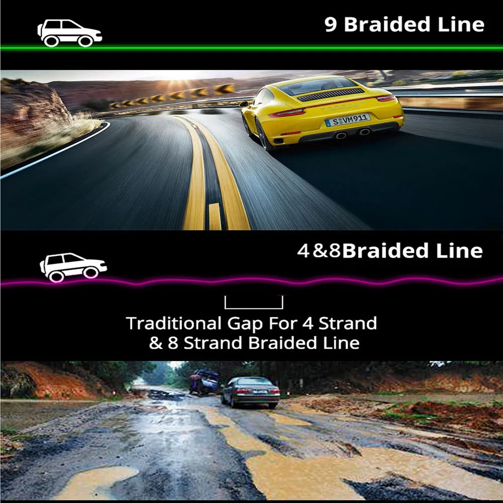 GHOTDA Braided Fishing line 300M 9/8/4 Strands Threads Multifilament PE 0.11-0.70mm 0.4#-12.0#