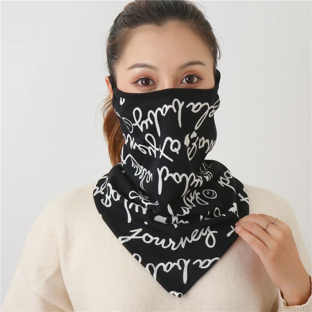 2021 Winter Face Mask Scarf Women Ring Neck Scarves Foulard Cotton Feeling Warm Fashion Print Men Outdoor Sport Unisex Bandana MST-28