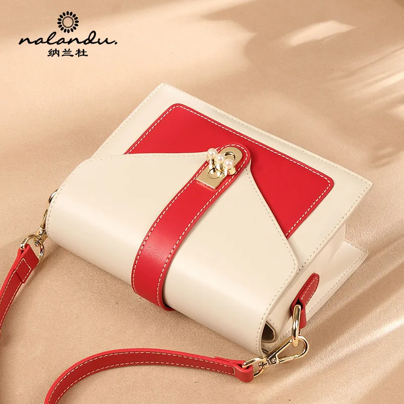 

Nalan Du WOMEN'S Cow Leather Bag 2019 New Style Autumn And Winter Contrast Color Shoulder Bag Women's Versitile Fashion Bag Wome
