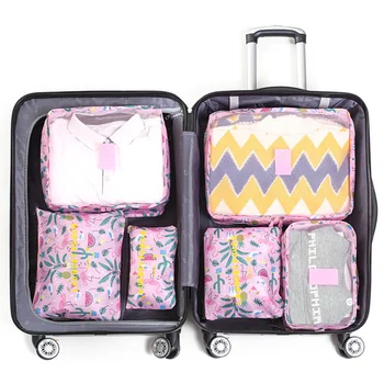 

Protable 6 Pcs Travel Organizer Colthes Storage Bag Zip Lock Makeup Bags Luggage Closet Organizer Set For Clothing Cosmetics Bra