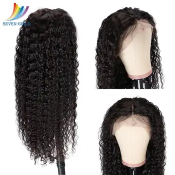 

Sevengirls India Curly 13X4 Lace Front Human Hair Wigs Natural Color Indian Remy hair Pre-Plucked With Baby Hair For Woman