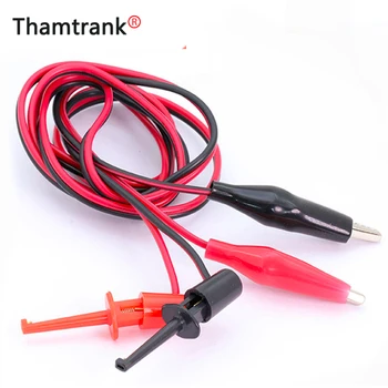 

10pcs/lot 1M Alligator Clip Probe Testing Cable Dual Hook Clip Test Probe Leads 28MM Crocodile Clip Red/Black 100CM
