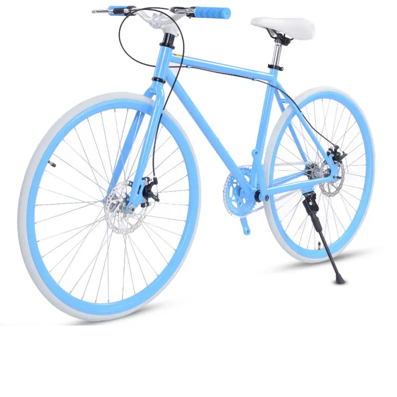 Road Bike Fixed Gear Double Disc Brakes Men and Women Fluorescent Bicycle Adult Students Cool Off Road Road Bike Fixed Gear Double Disc Brakes Men and Women Fluorescent Bicycle Adult Students Cool Off Road