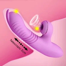 Godemichet télescopique pour femme, vibrateur de Clitoris entièrement automatique, jouet sexuel pour l'orgasme, masturbateur, lapin chauffant