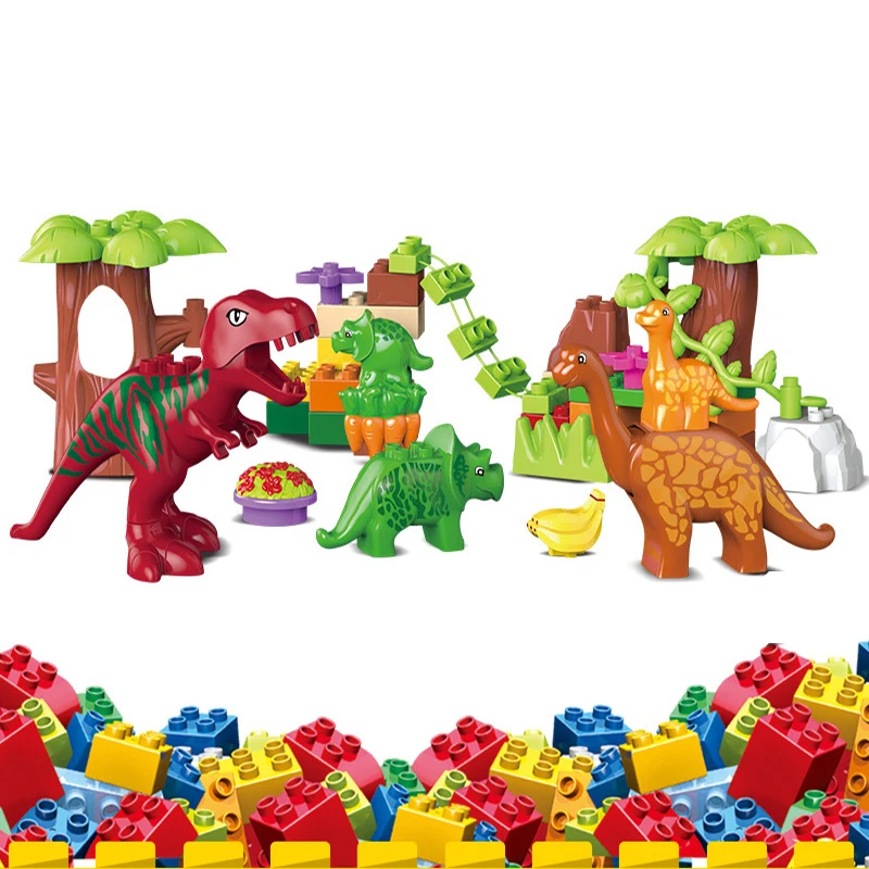 

Dinosaur World Valley Building Blocks Duploed Bricks Animals Toys for Children Compatible with Kids Gift