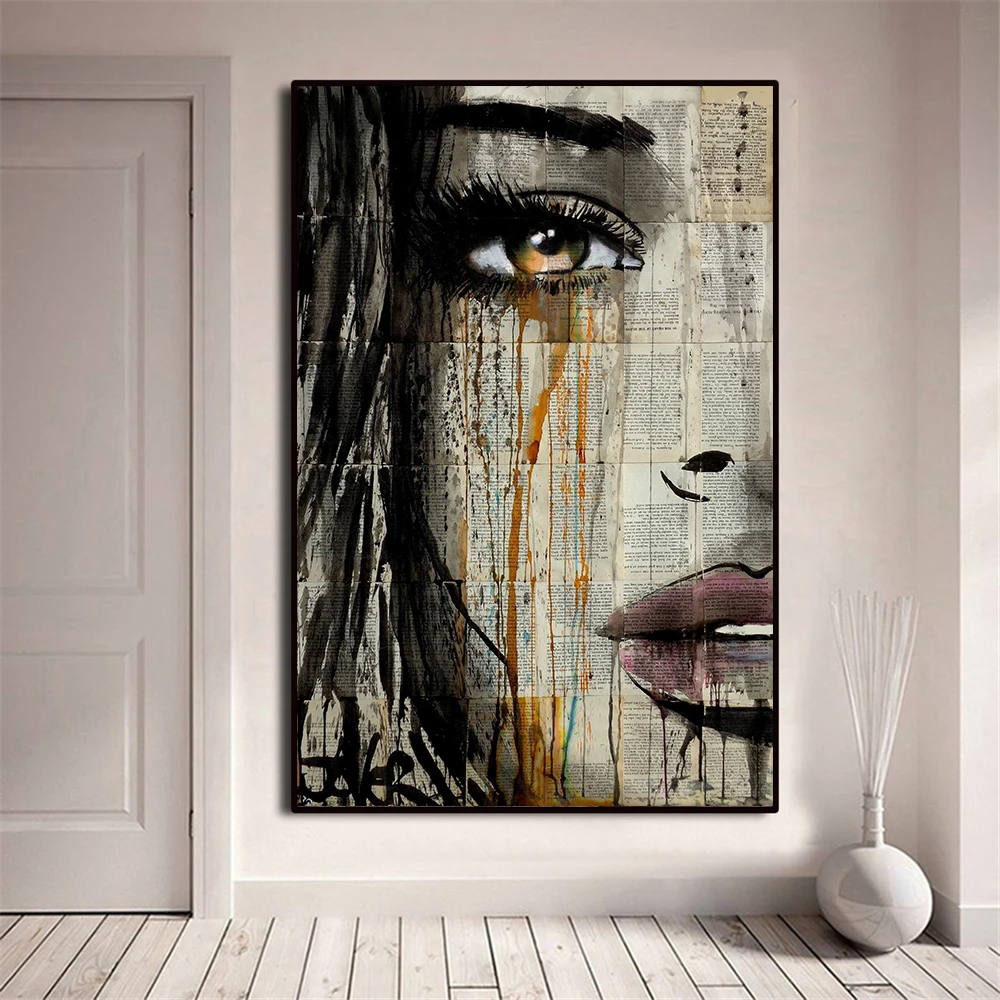 Graffiti Woman Face Canvas Painting Figure Printed Poster and Prints Wall Pictures For Woman Face Living Room Home Decorations