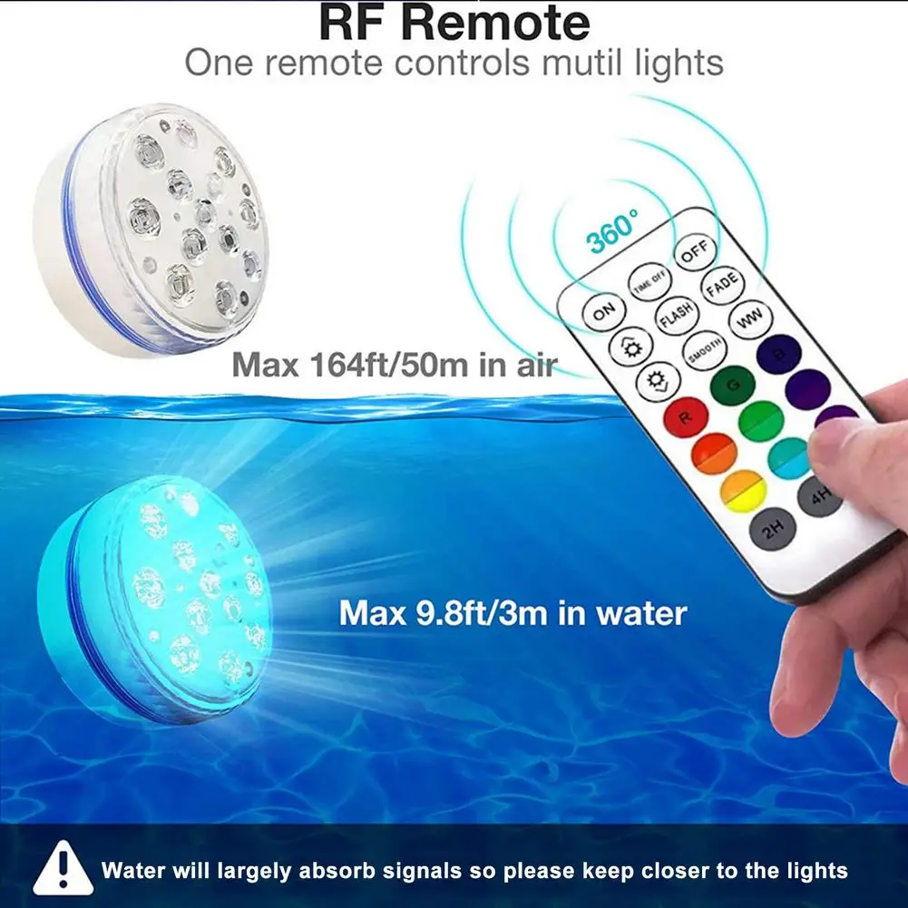 IP68 Waterproof LED Swimming Pool Submersible Light Remote Control Multi Color Underwater Night Lamp Outdoor Garden Decoration underwater lights for fountains