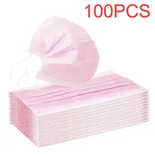 Mascarilla facial desechable de color rosa, 100/50/10 Uds., transpirable, moderna, para deportes al aire libre