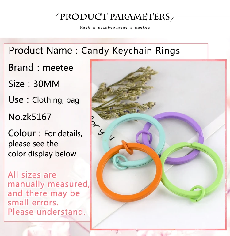 Meetee 30/50pcs 25mm Round Metal Keyring Alloy Keychain O Ring Hang Buckles Plated Split Circle Jewelry DIY Accessories ZK5167