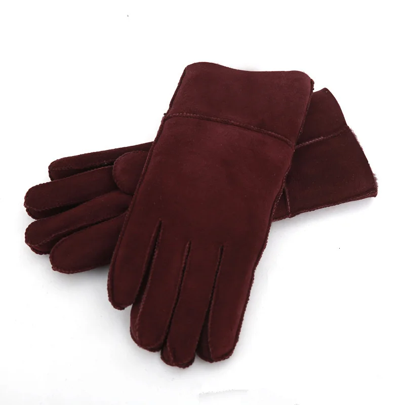 Полный палец перчатки женские утепленные теплые варежки женские зимние уличные спортивные перчатки Новые Модные Разноцветные флисовые варежки - Цвет: wine red