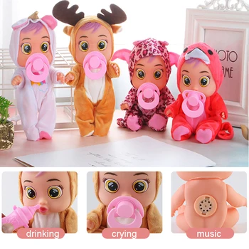 

8 inch Animal Baby Dolls Unicorn Deer Baby Boy Toy Electric Full Silicone Speak Baby Toys Drinking Surprise Doll For Kids Gift