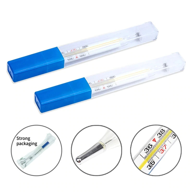 

2PCS Medical Mercury Thermometer Glass Thermometers Large Screen Mercury Glass Thermometer Body Fever Thermometer for Baby Kids