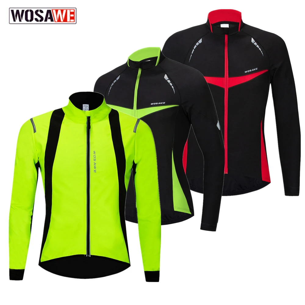 

WOSAWE Thermal men Cycling Jacket Reflective Winter Warm Up Bicycle Clothing Windproof Waterproof Soft shell MTB Bike Jersey