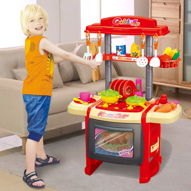 

Hot Sales Children Play House Toys Model Kitchen Kitchenware Tableware Taiwan Set Light Music Girl Do Cook