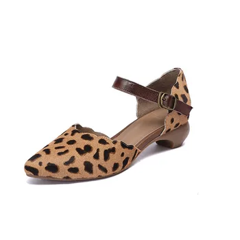 

YourSeason Women Leopard Casual Shoes 2020 New Spring Autumn Retro Hook Loop Genuine Leather Ladies Flower Summer Sandals
