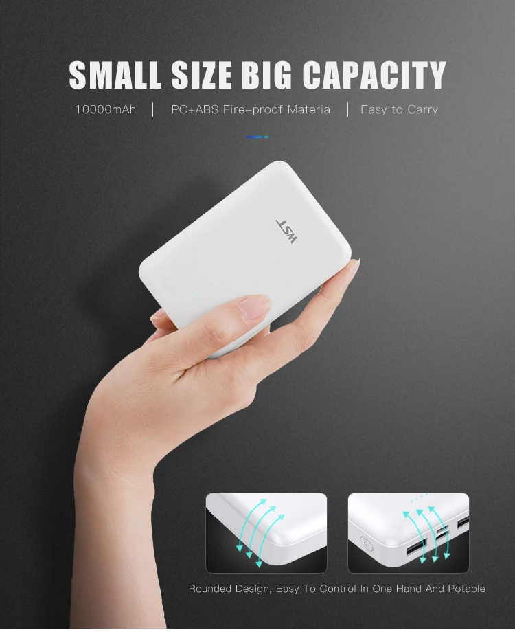 10000mAh Ultra Slim Power Bank USB C Portable Phone Charger Fast Charging External Battery Pack for Samsung Huawei Xiaomi external battery